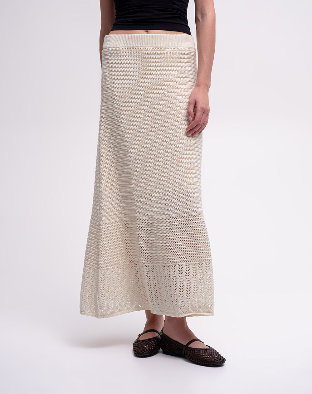 Falda larga tiro medio khaki