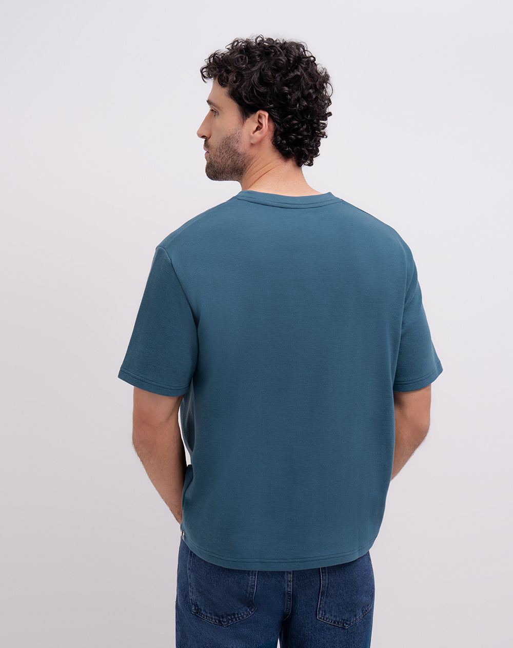 Camiseta regular algodón azul hombre
