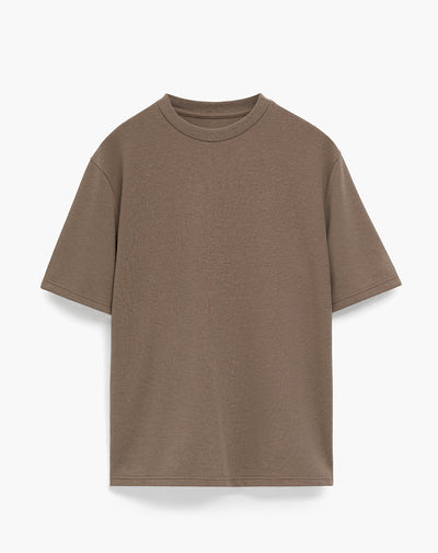 Camiseta regular algodón café hombre