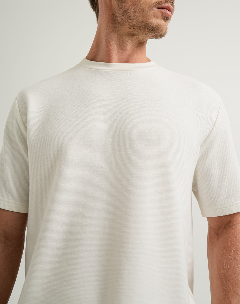 Camiseta oversized fit en tela con textura manga corta habana