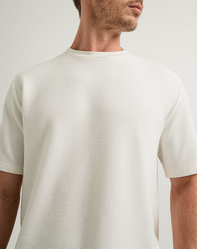 Camiseta oversized fit en tela con textura manga corta habana