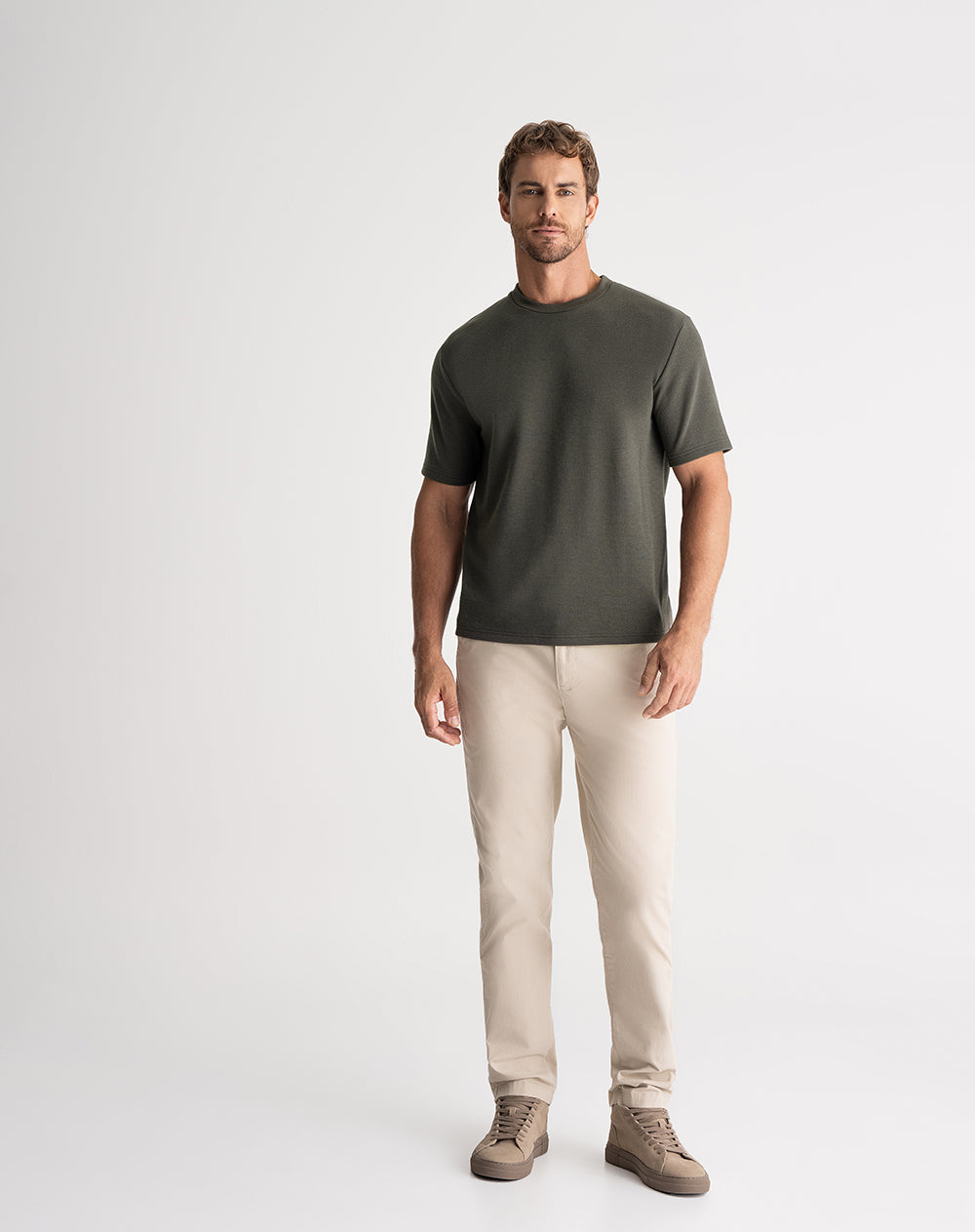 Camiseta regular algodón sostenible verde hombre