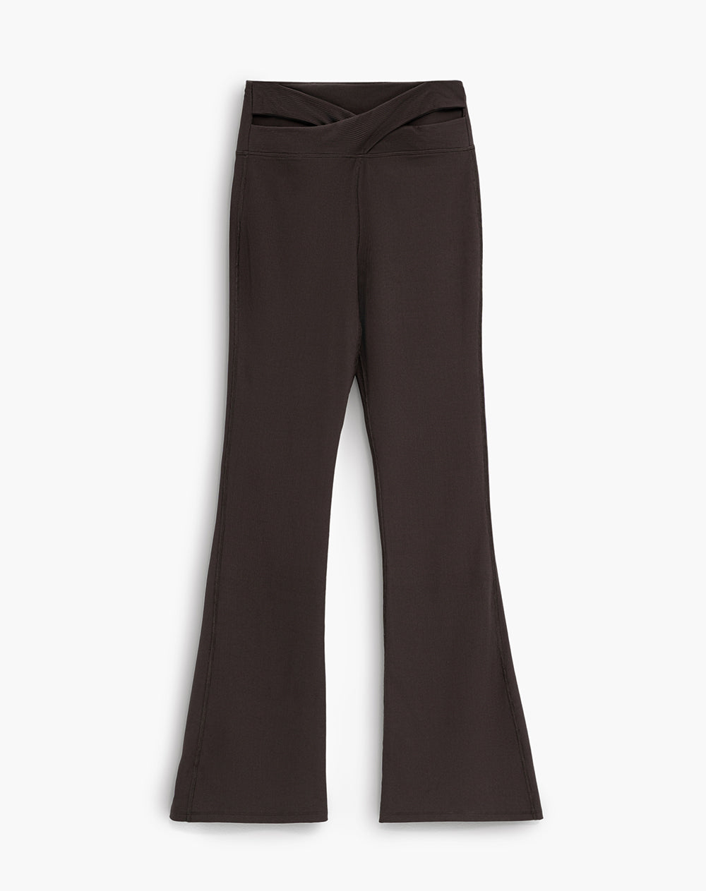 Pantalón flare fit tiro alto cafe