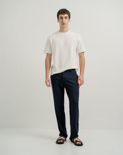 Pantalón chino regular lino azul hombre