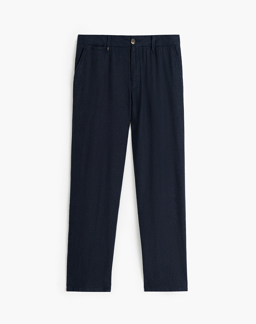 Pantalón chino regular lino azul hombre