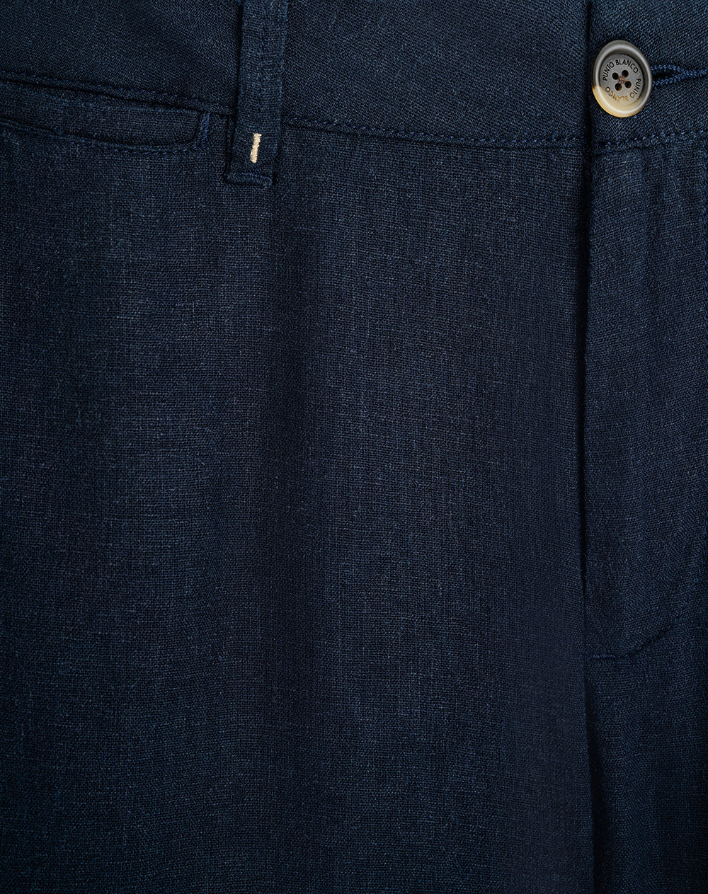 Pantalón chino regular lino azul hombre