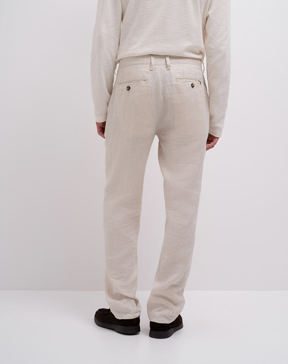 Pantalón chino regular lino caqui hombre