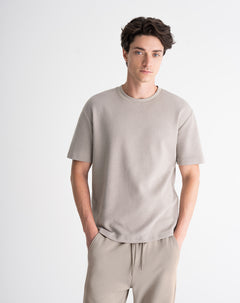 Camiseta regular algodóin taupe hombre