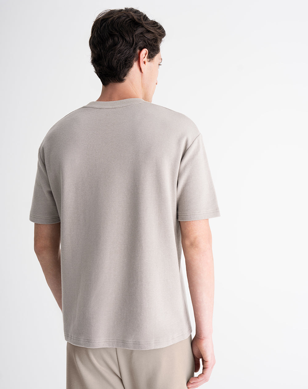 Camiseta regular algodóin taupe hombre