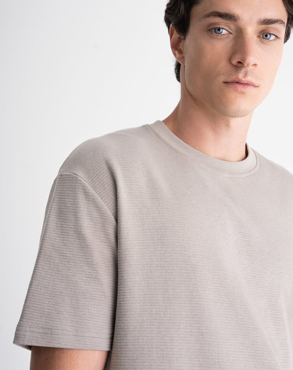 Camiseta regular algodóin taupe hombre