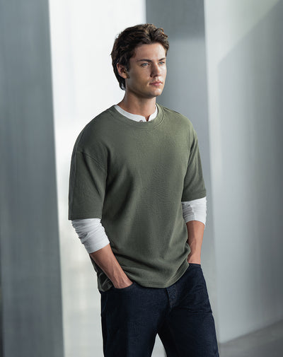 Camiseta confort regular algodón verde hombre