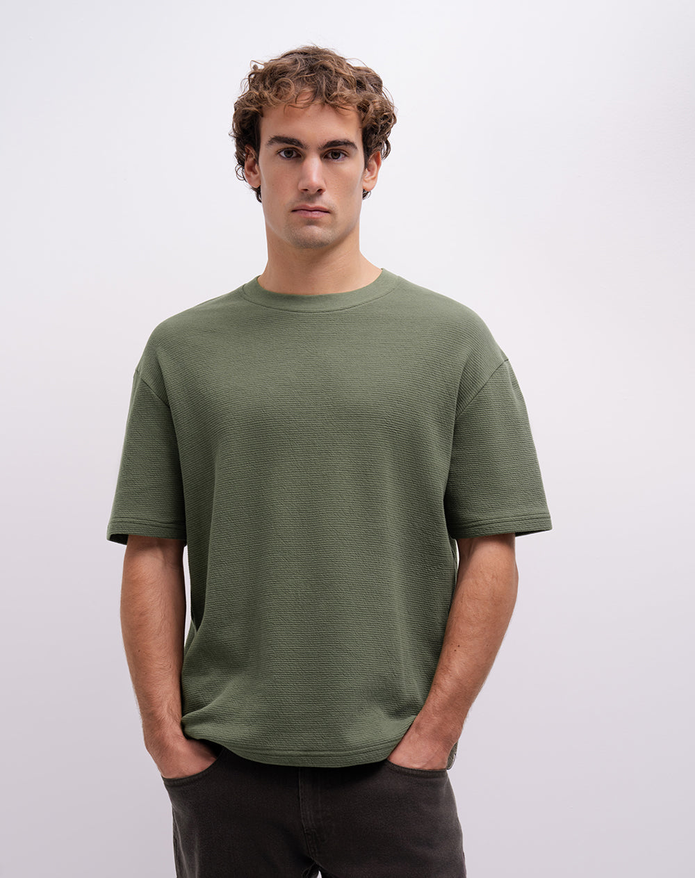 Camiseta confort regular algodón verde hombre