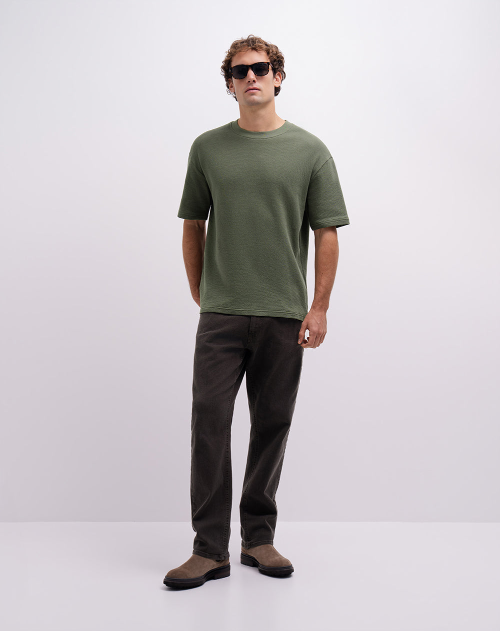 Camiseta confort regular algodón verde hombre