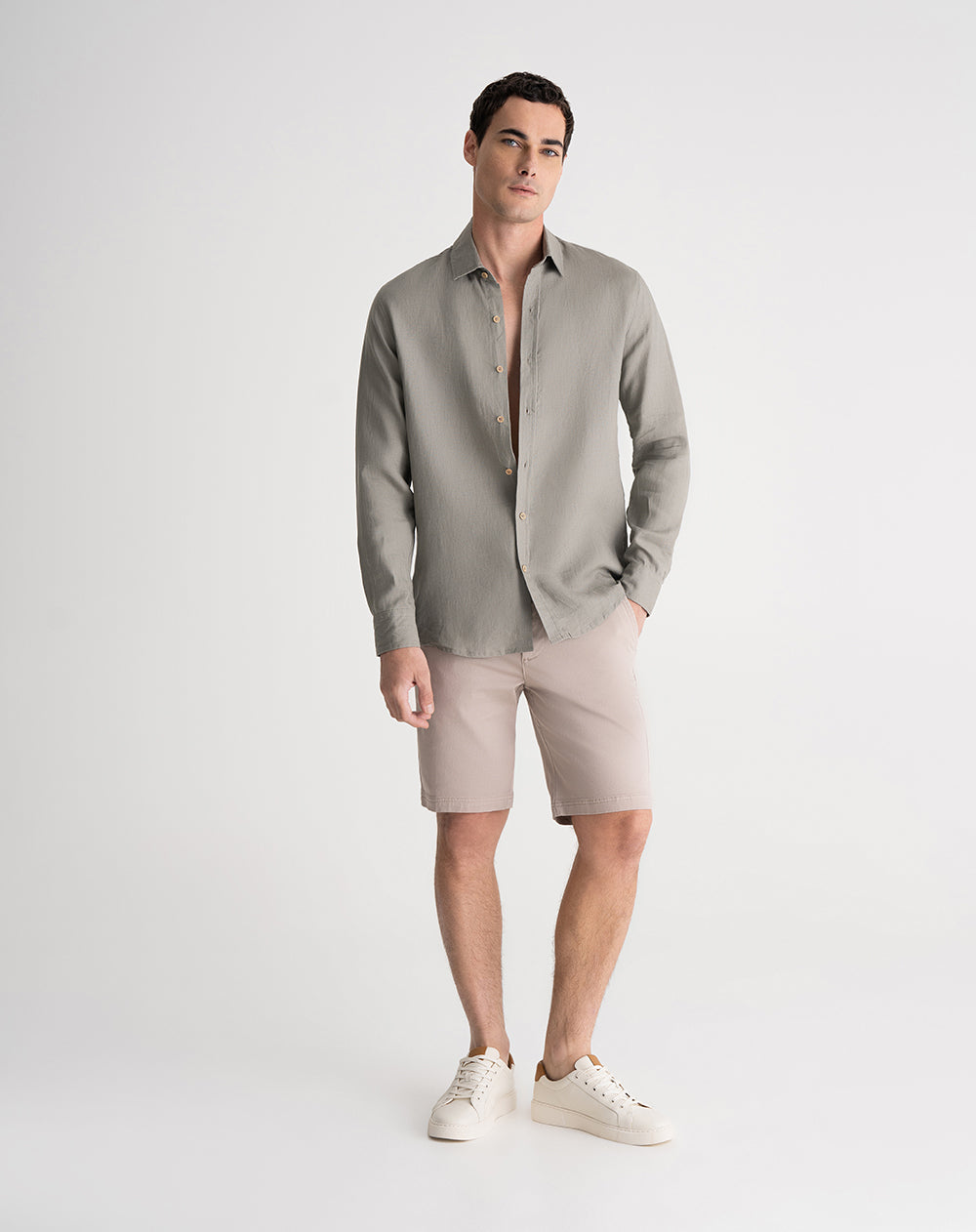Bermuda regular taupe hombre