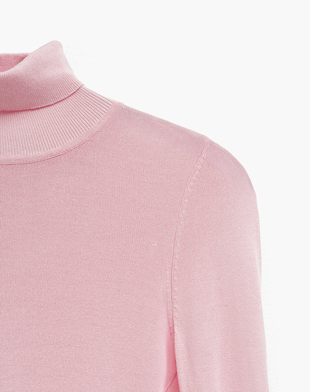 Blusa cuello alto manga larga rosada mujer