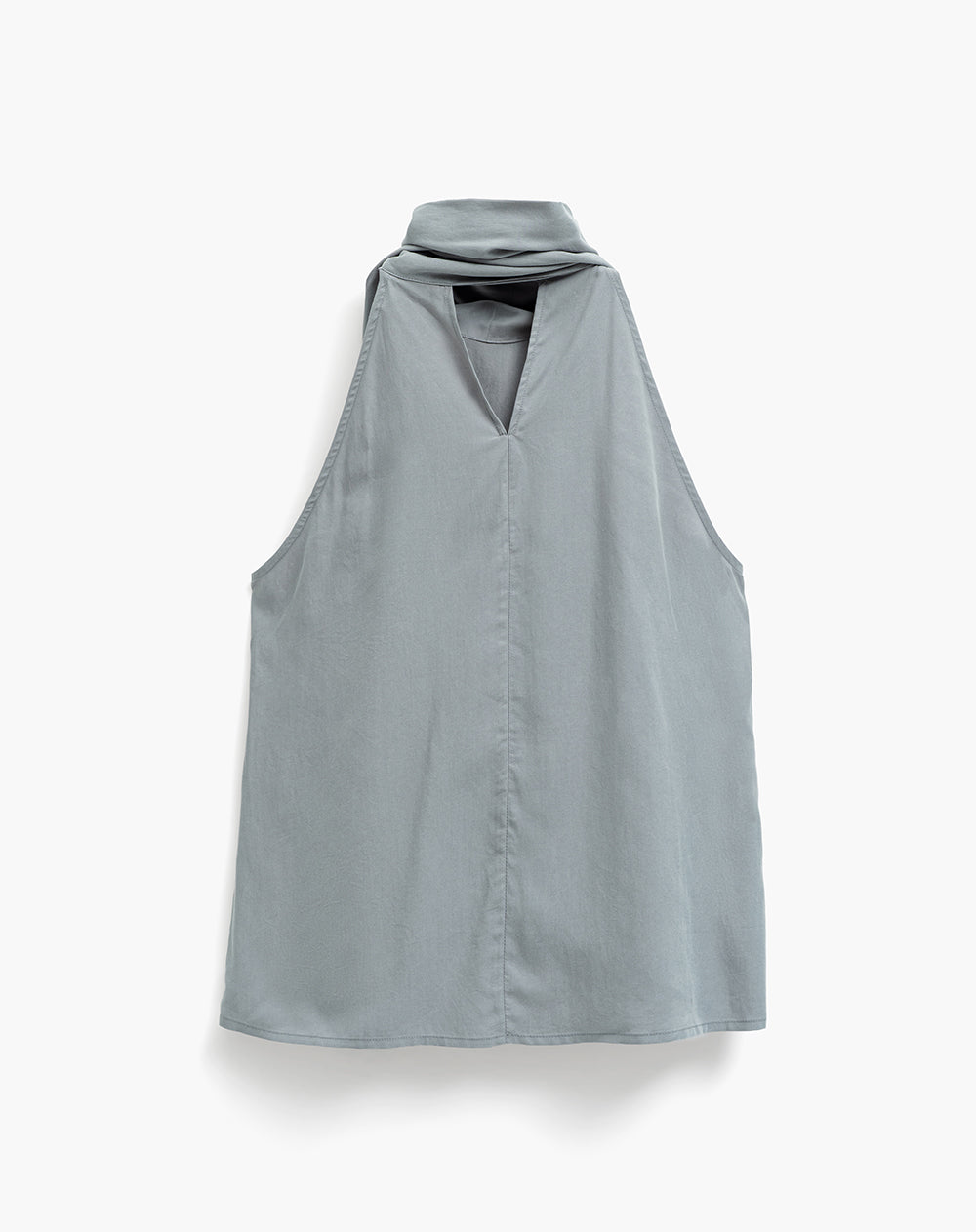 Blusa halter cuello tipo bufanda gris mujer