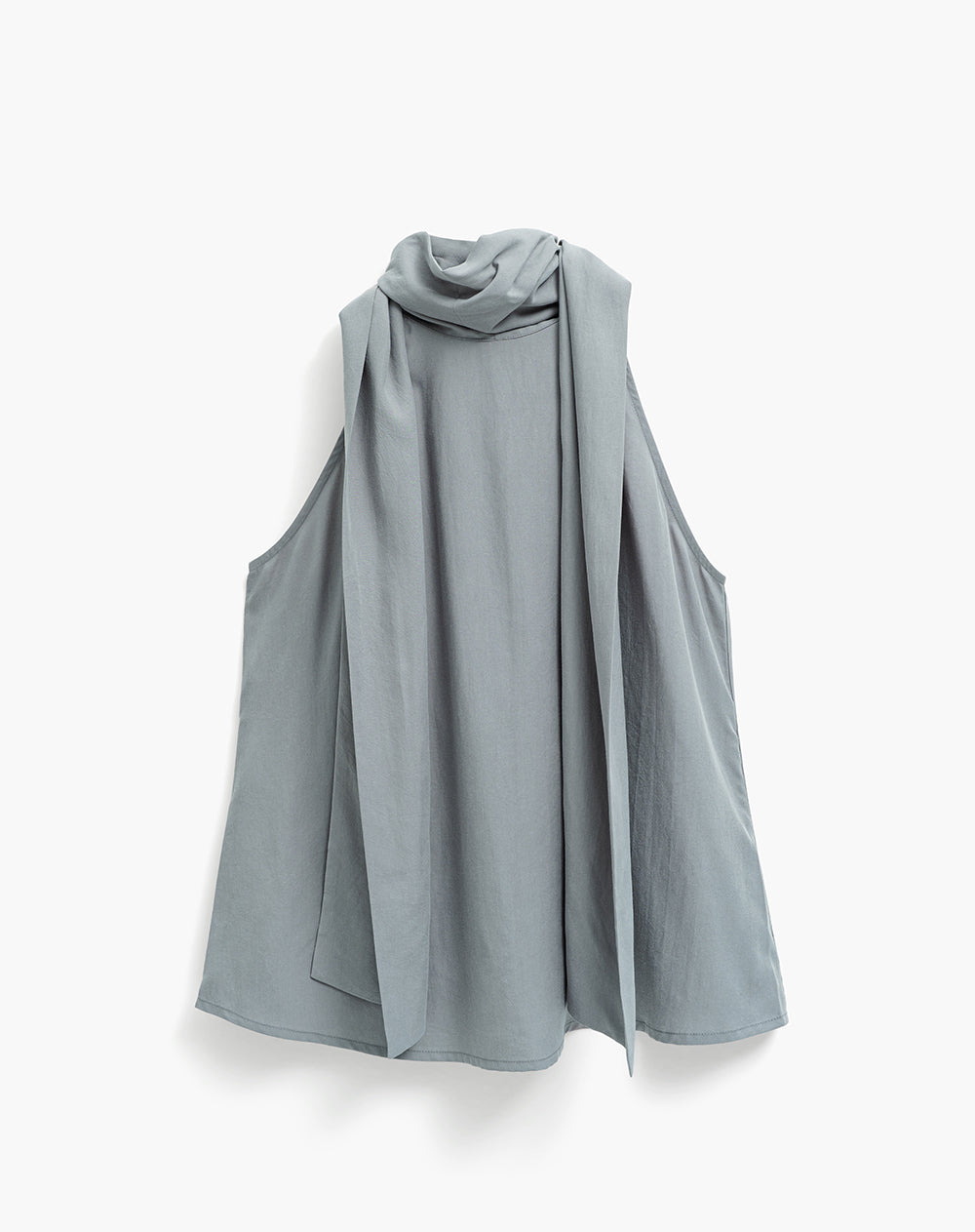 Blusa halter cuello tipo bufanda gris mujer