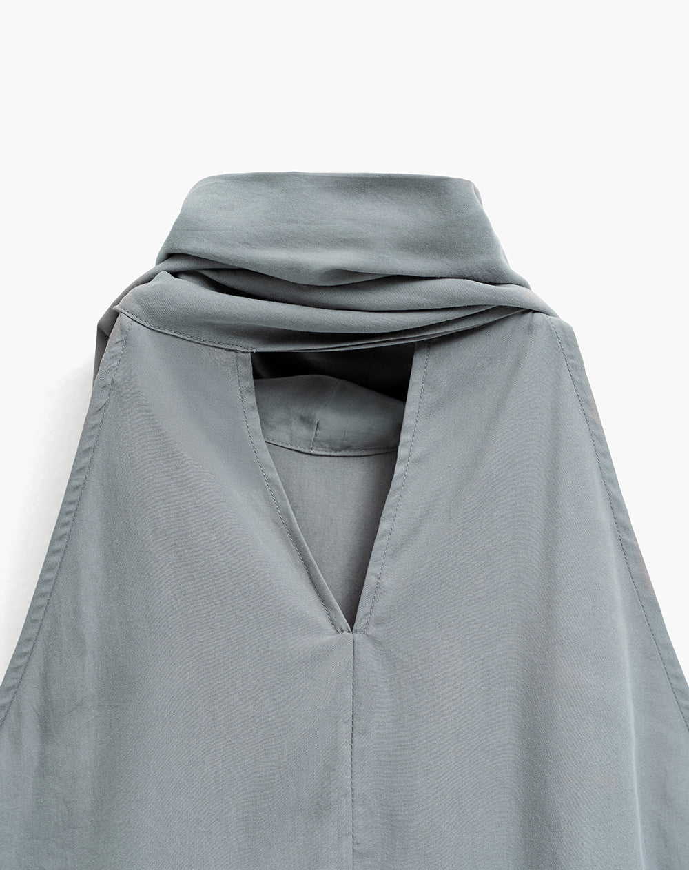 Blusa halter cuello tipo bufanda gris mujer