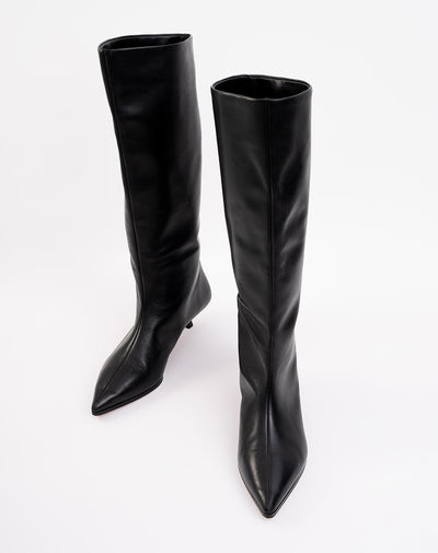 Botas caña alta cuero negro mujer