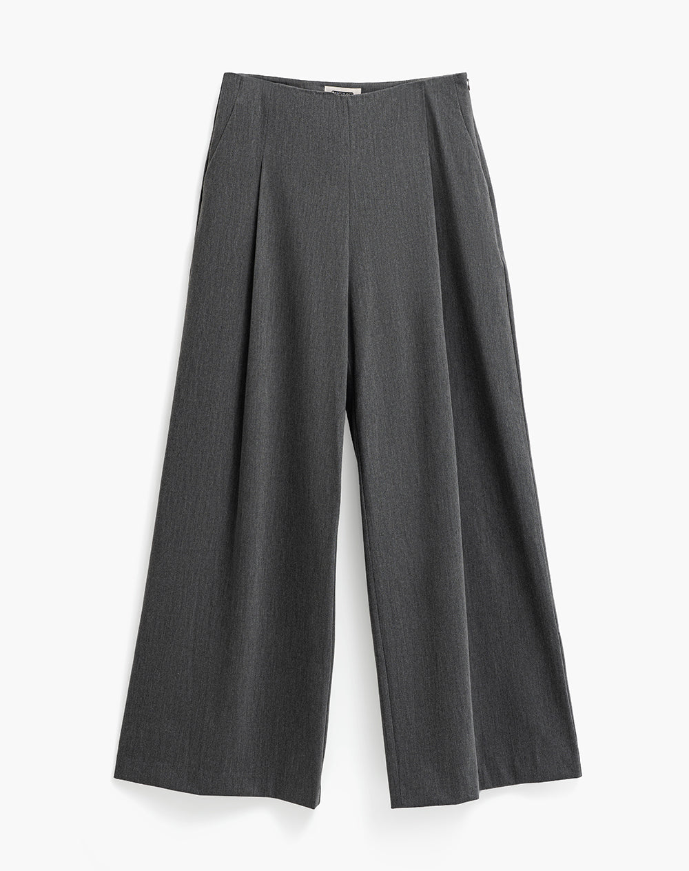 Pantalón regular tiro alto gris mujer