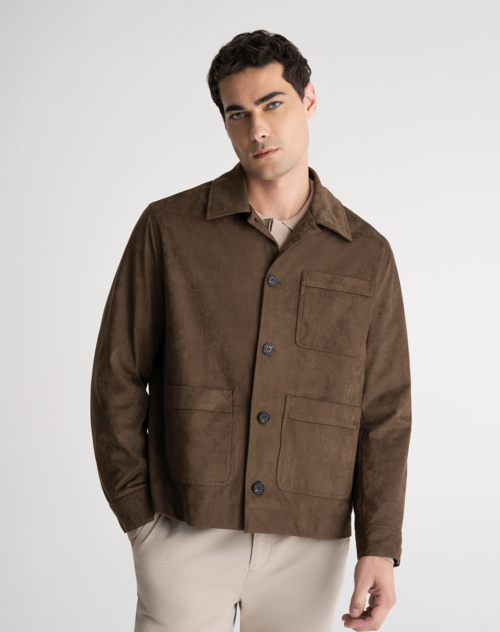 Chaqueta regular fit sin capucha taupe