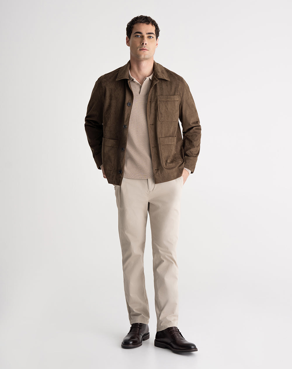 Chaqueta regular fit sin capucha taupe