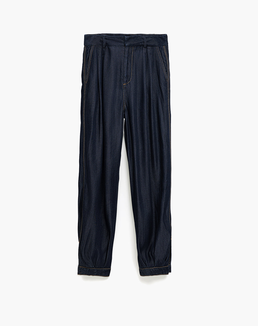 Pantalón tipo harem índigo oscuro mujer