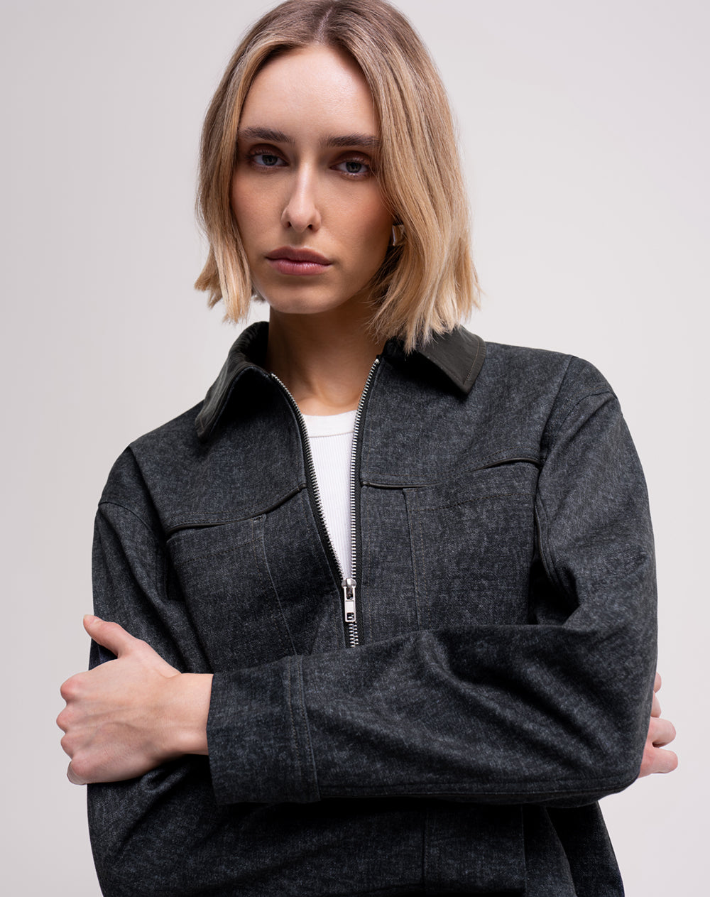 Chaqueta confort gris mujer