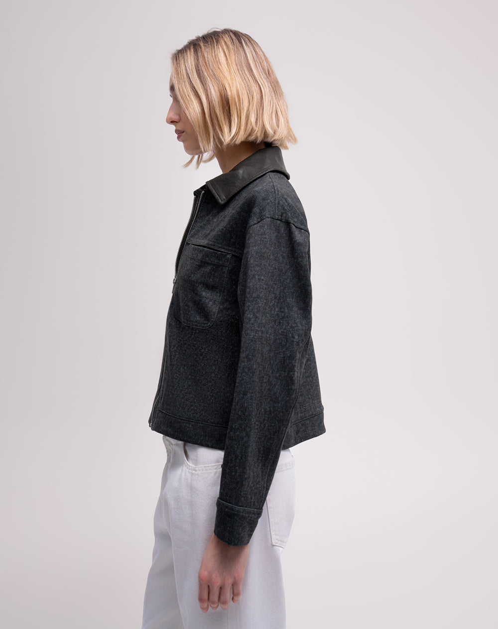 Chaqueta confort gris mujer