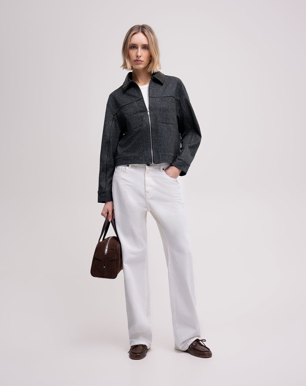 Chaqueta confort gris mujer