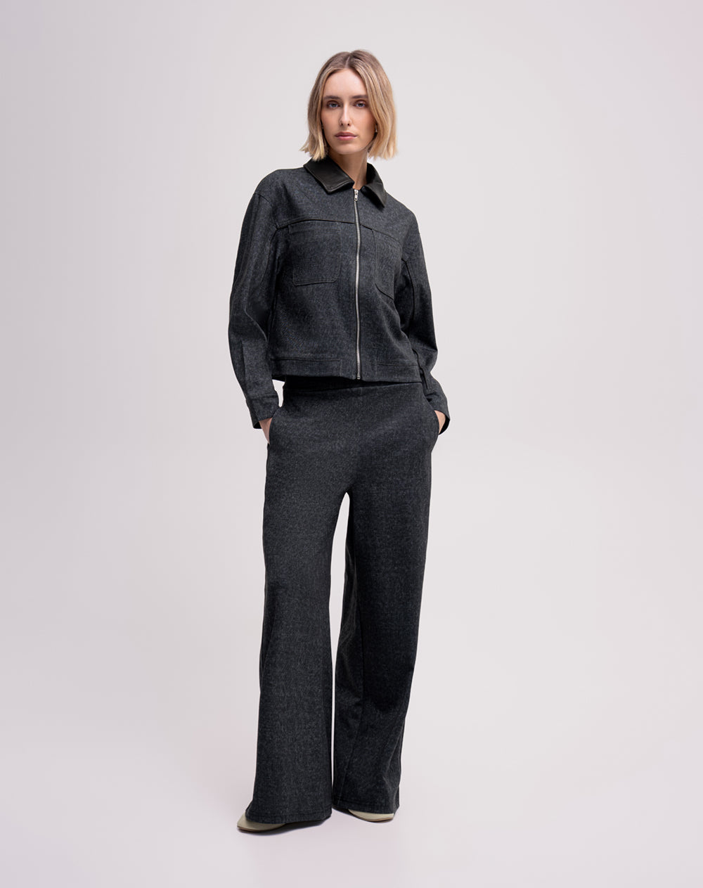 Chaqueta confort gris mujer