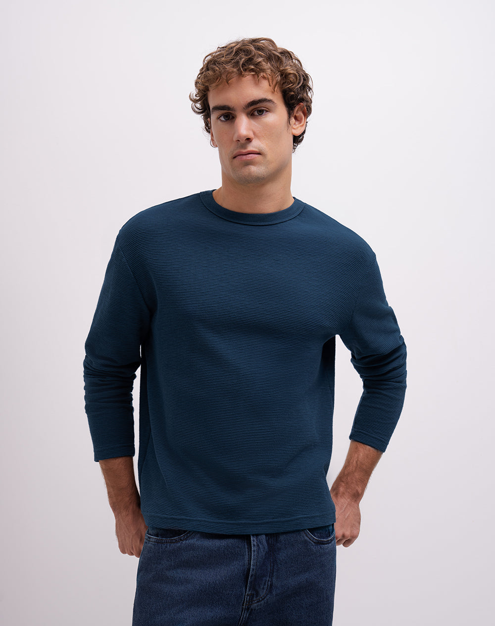 Camibuso confort regular algodón azul hombre