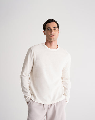 Camiseta regular algodóin crema hombre