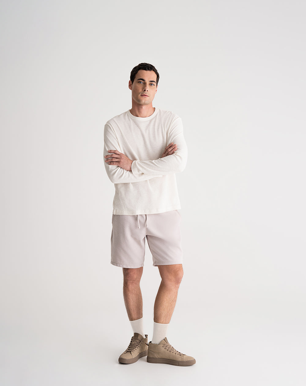Camiseta regular algodóin crema hombre