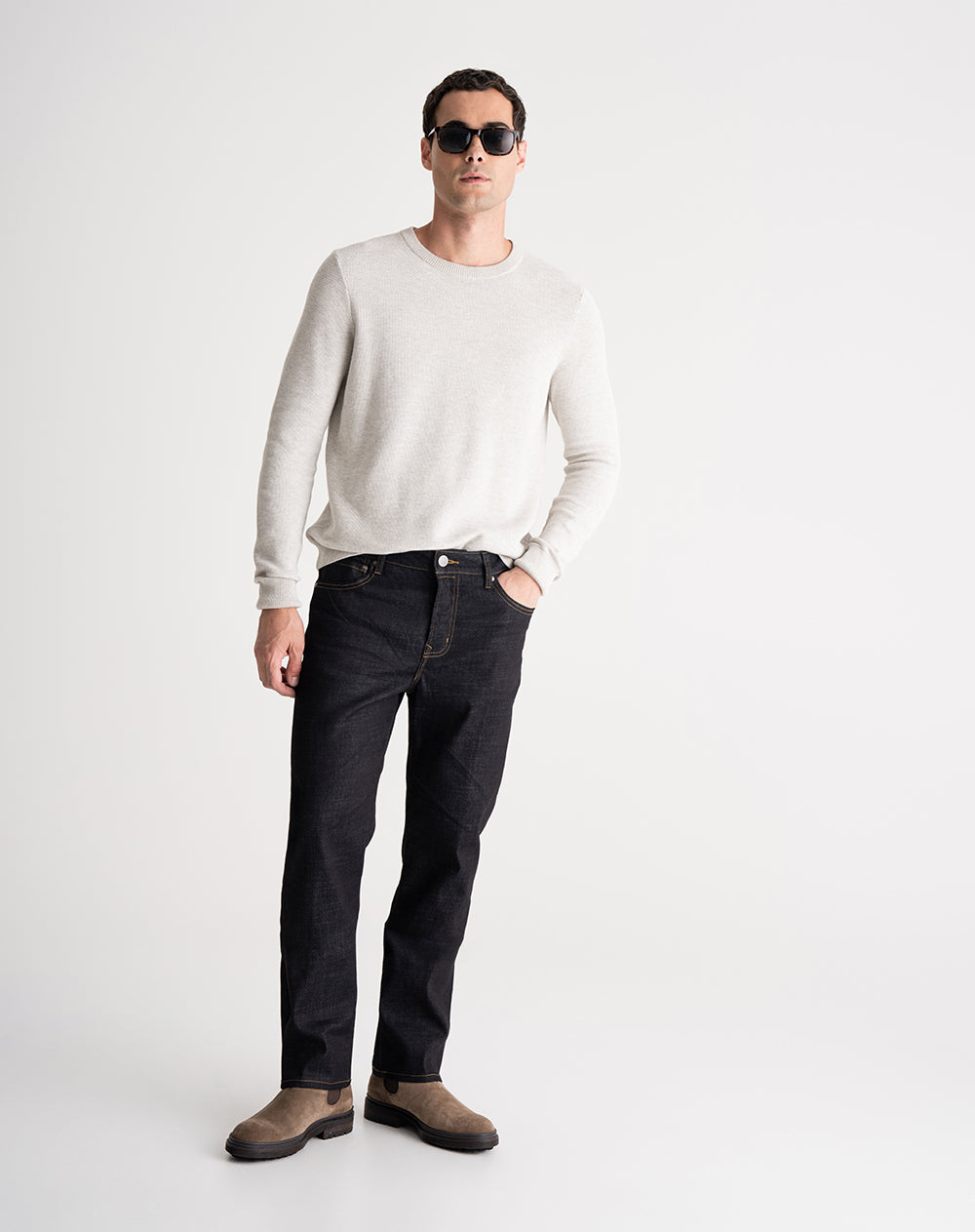 Jean regular fit tiro medio indigo oscuro