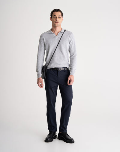 Pantalón chino regular algodón azul hombre