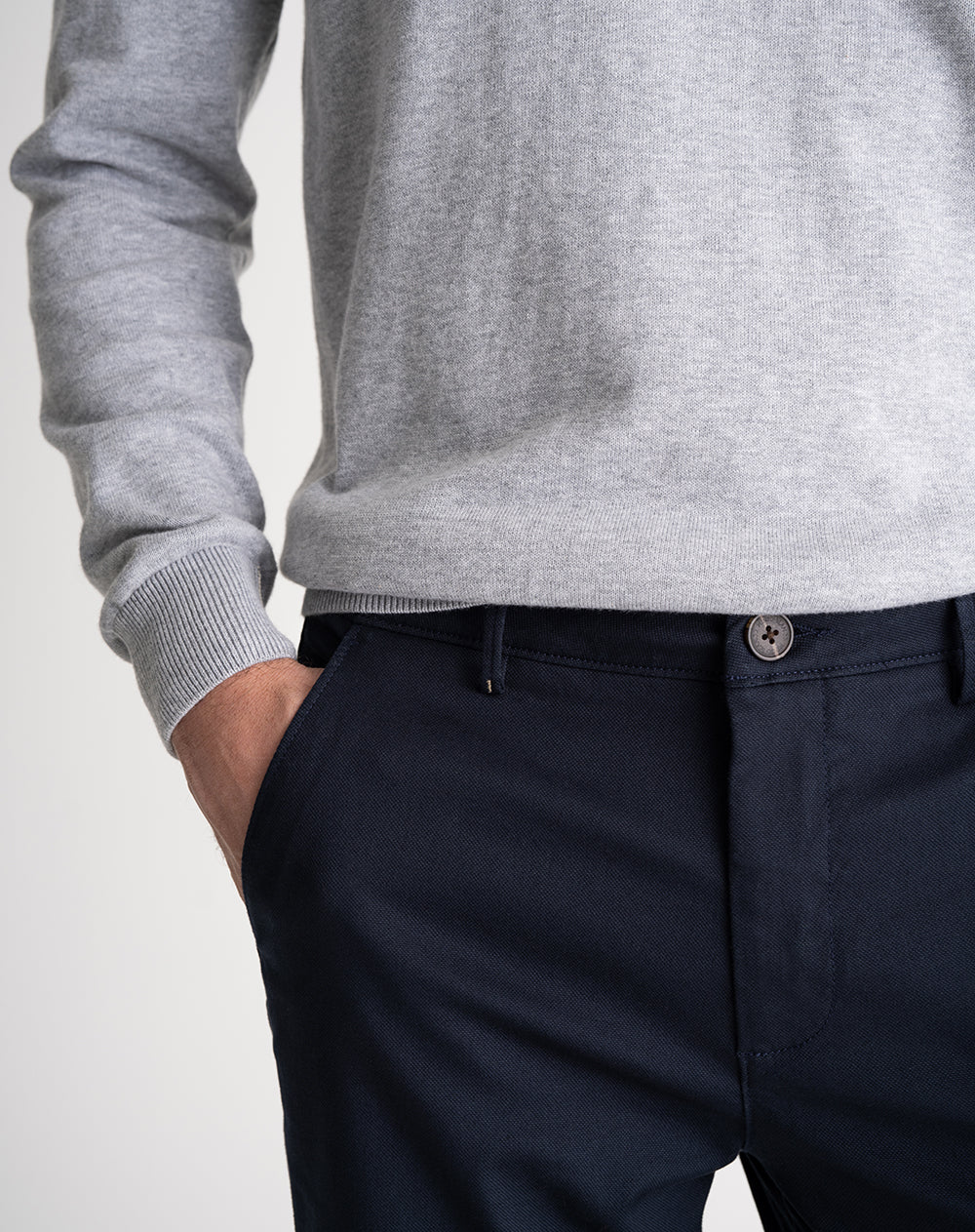 Pantalón chino regular algodón azul hombre