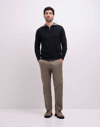 Pantalón chino regular algodón café hombre