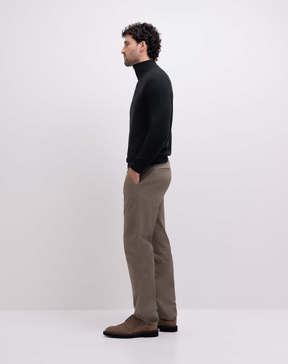Pantalón chino regular algodón café hombre