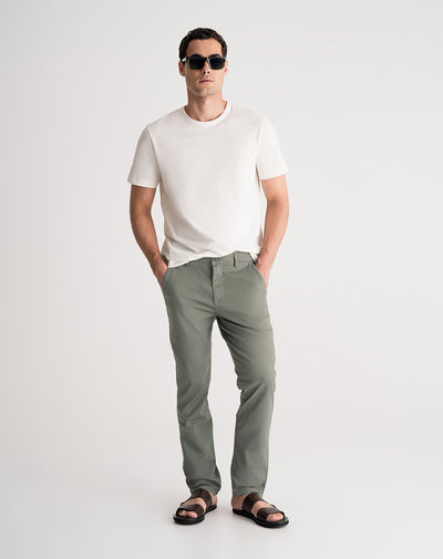Pantalón chino regular algodón verde hombre