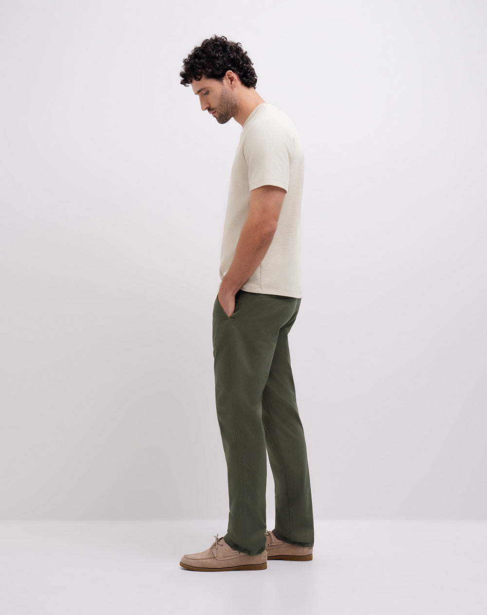 Pantalón chino regular algodón verde hombre
