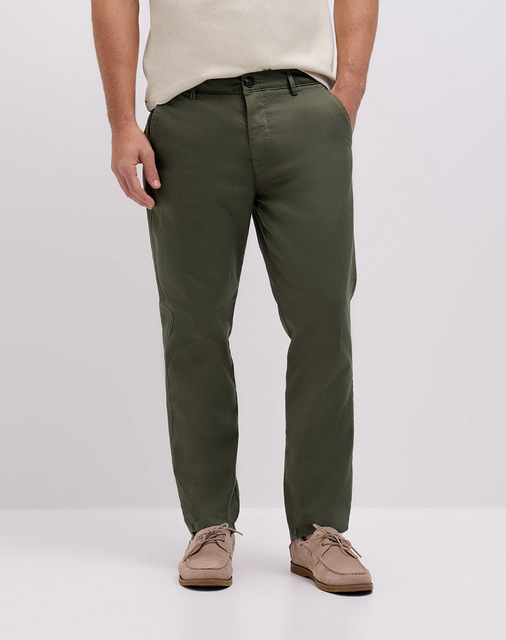 Pantalón chino regular algodón verde hombre