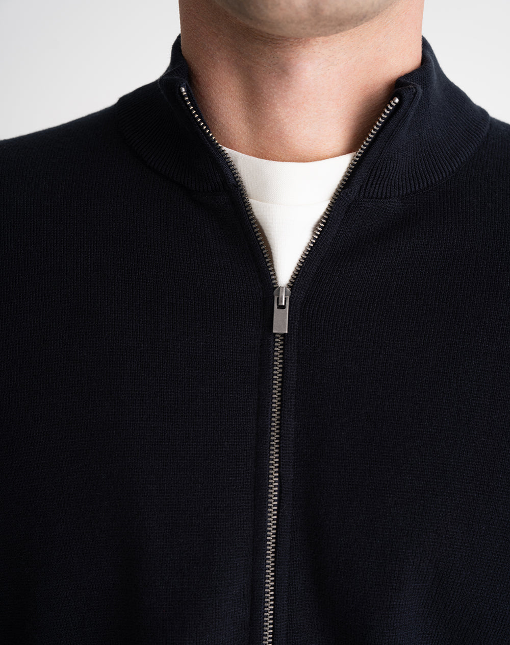 Chaqueta regular tejido de punto algodón azul hombre