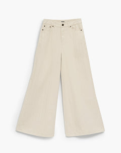 Pantalón wide leg fit tiro alto denim habano