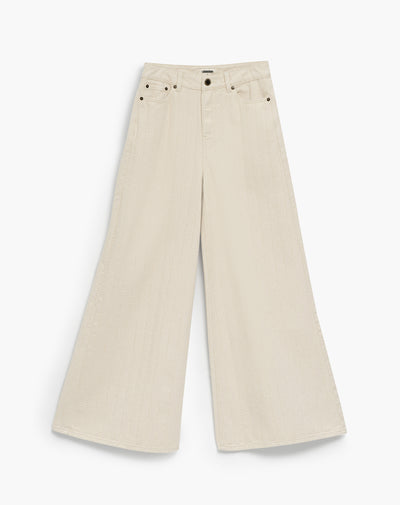 Pantalón wide leg fit tiro alto denim habano