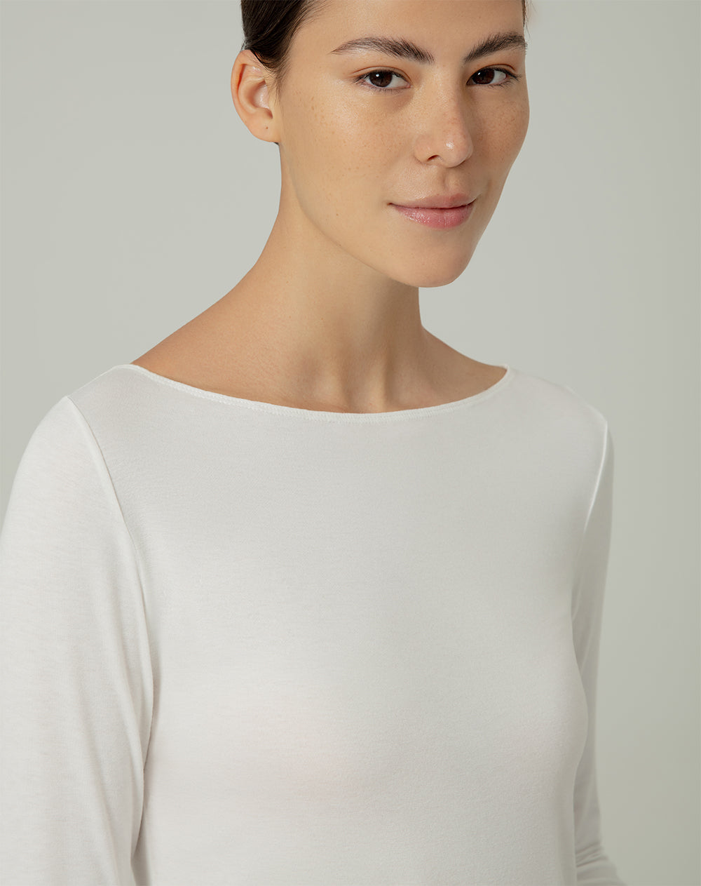 Camiseta slim fit manga larga blanca