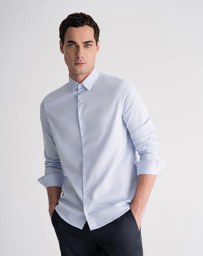 Camisa regular fit manga larga azul