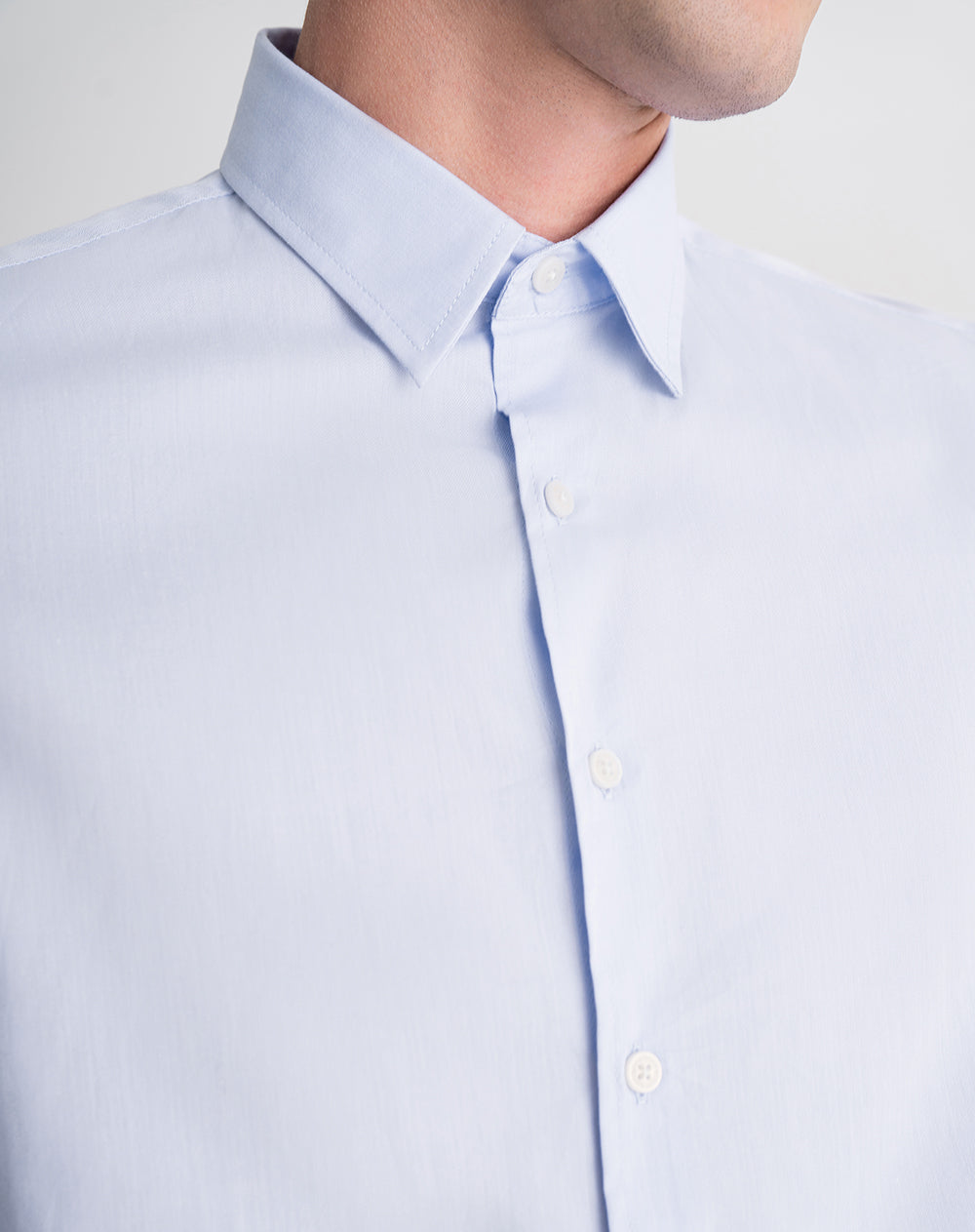 Camisa manga larga regular algodón azul hombre