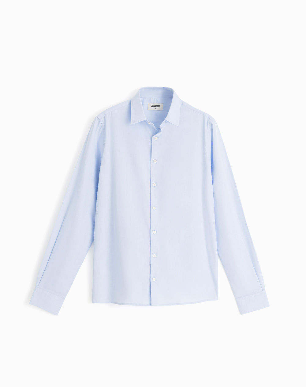 Camisa manga larga regular algodón azul hombre