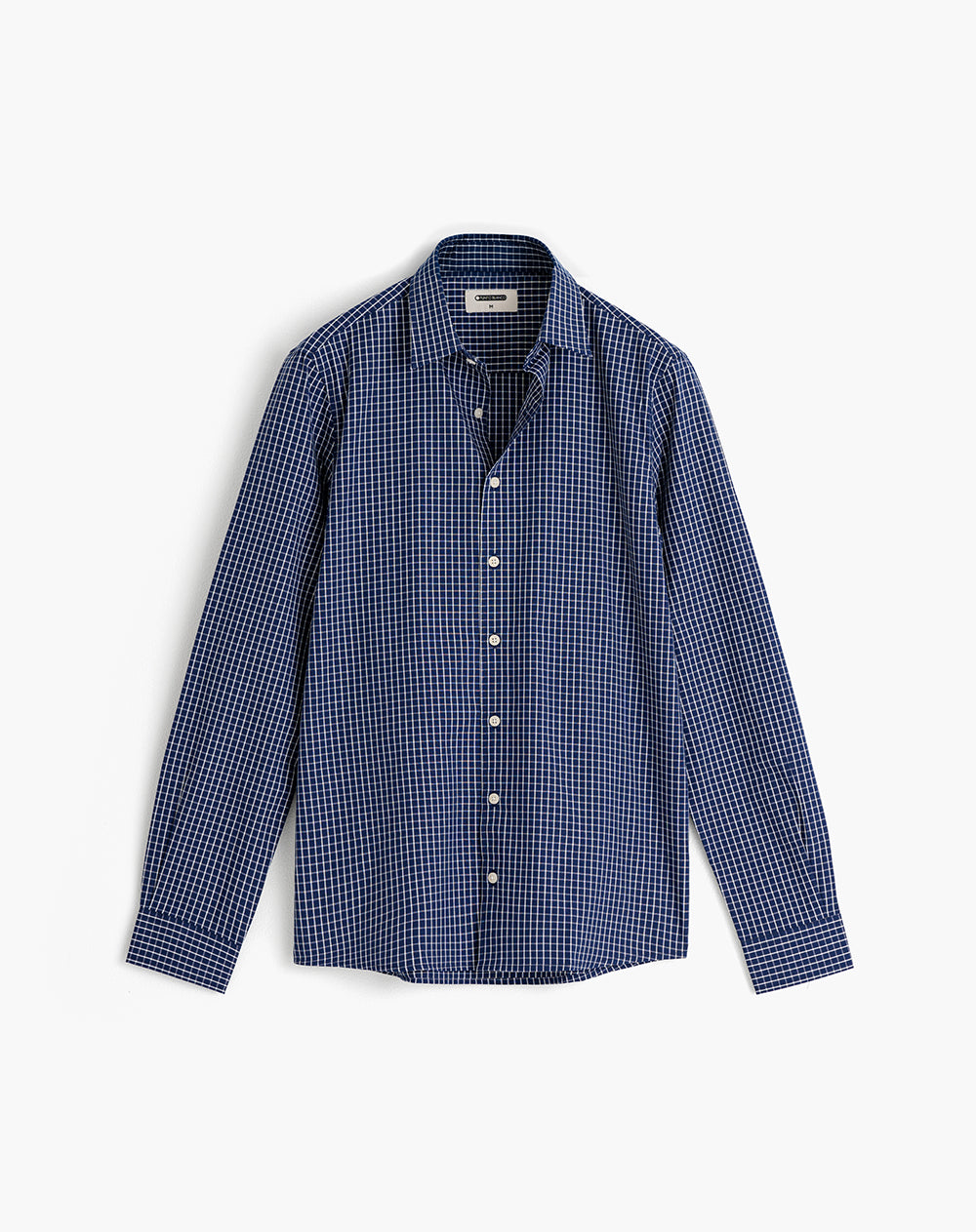 Camisa regular fit manga larga azul con cuadros